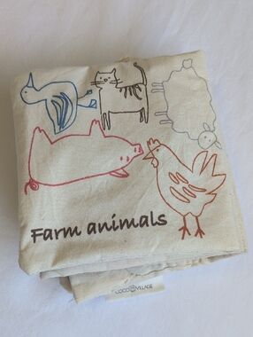 coco village farm animals natural cotton crinkle baby infant sensory cloth book